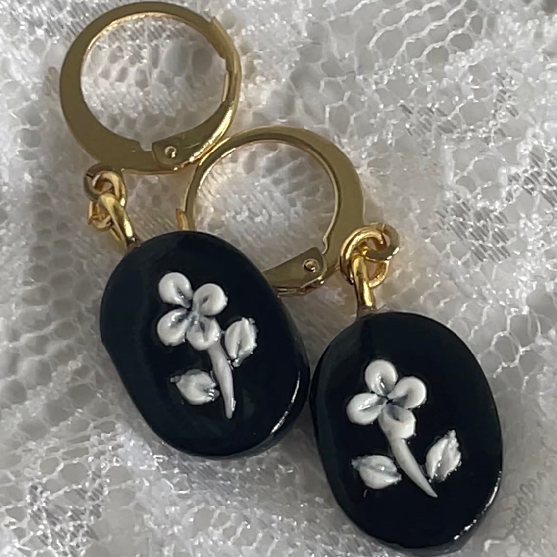 Floral Cameo Inspired Clay Earrings