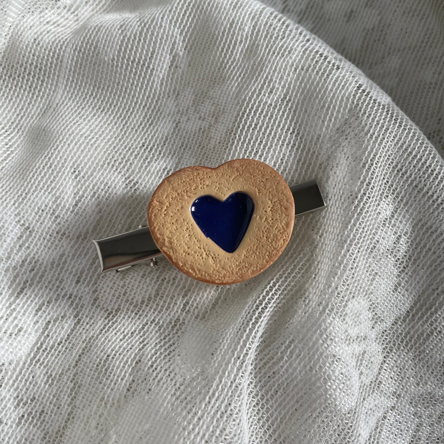Blueberry Jam Heart Clay Cookie Hair Clips
