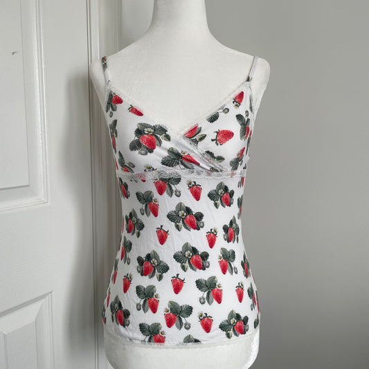 Strawberry Lace Trim Crossover Cami