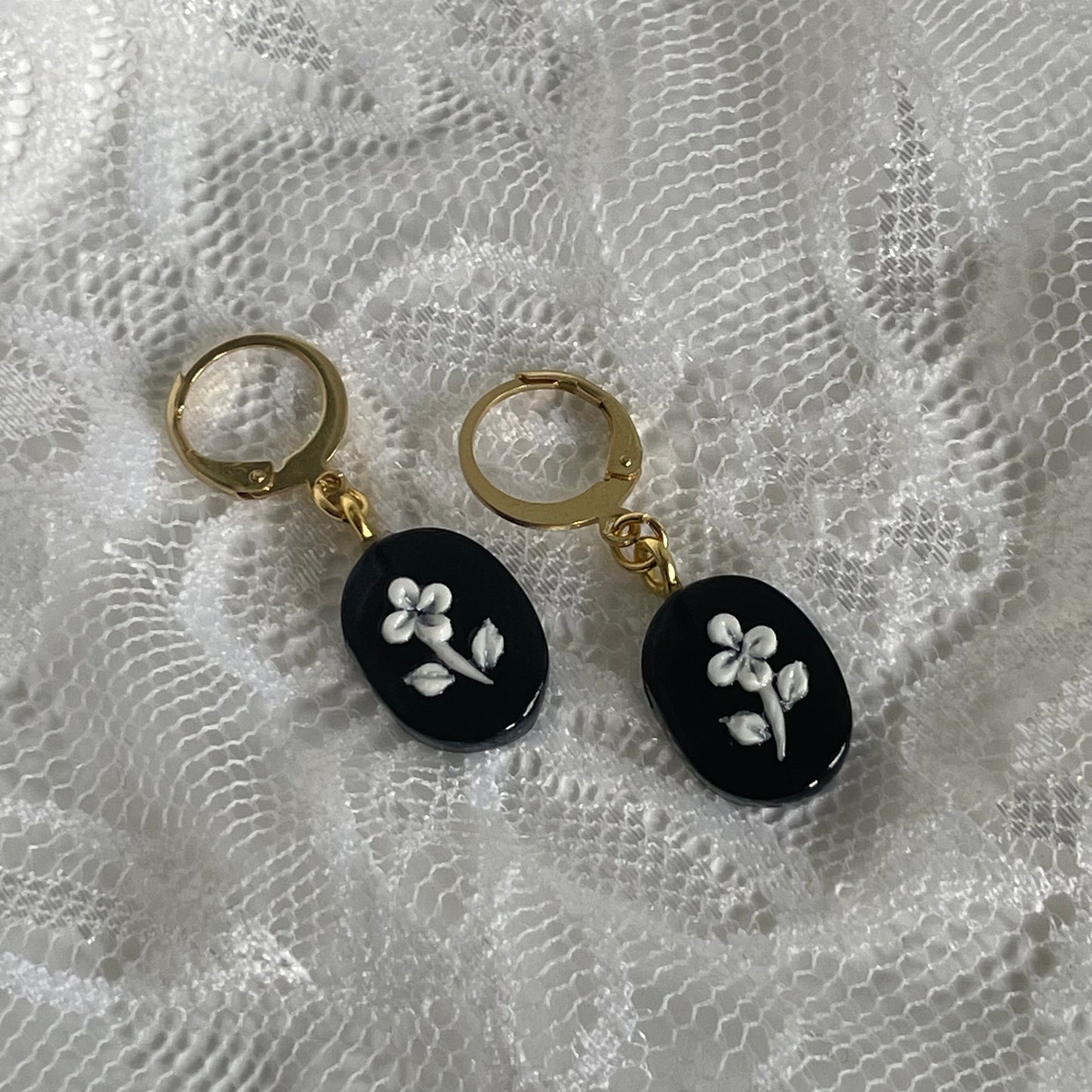 Floral Cameo Inspired Clay Earrings